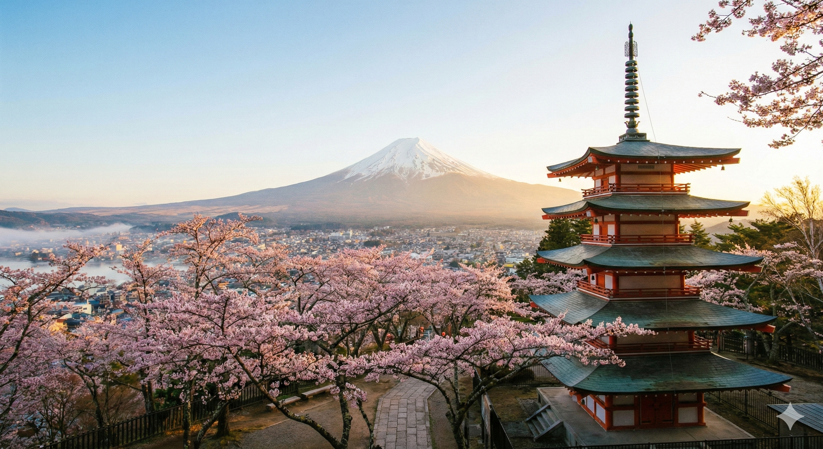 Mount Fuji and cherry blossoms