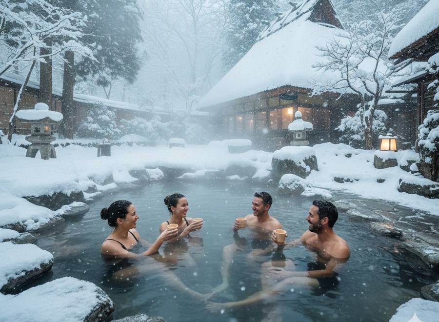 Onsen in Japan — hot springs in the snow
