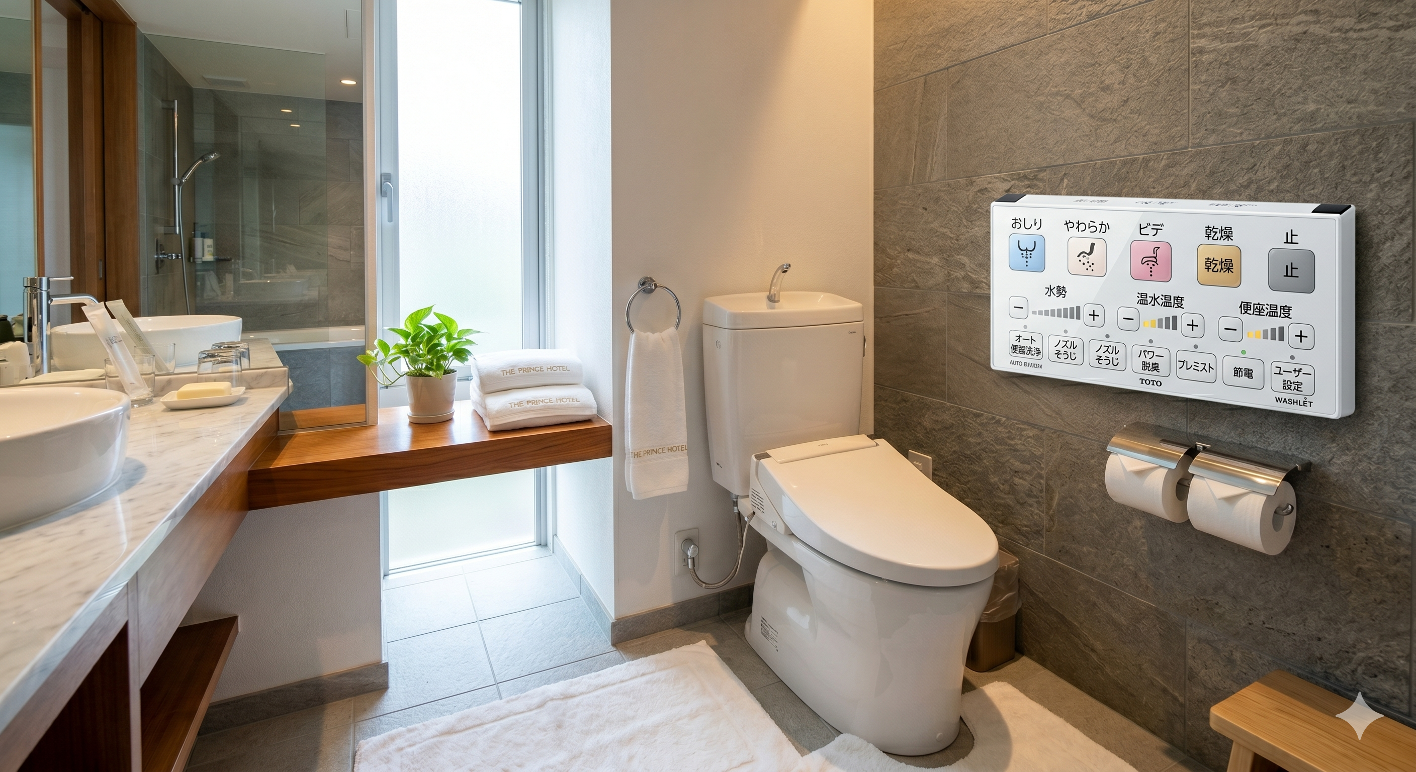 Japanese bathroom with a TOTO Washlet